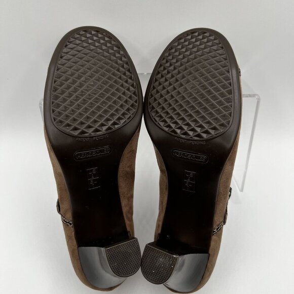 Aerosoles 9M Water Roll Taupe Comfort Pump MaryJane Snakeskin Trim Faux suede - Picture 9 of 12